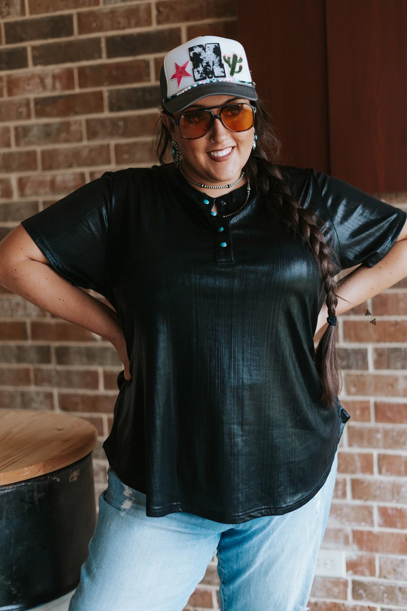 Midnight Top with Turquoise Buttons – The Ten Cent Pistol